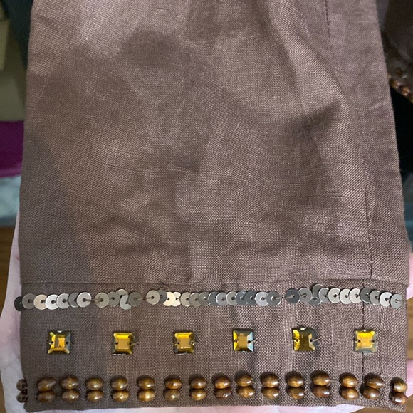 Dress Barn Brown Linen sequence cropped jacket - Size Large - Picture 8 of 11